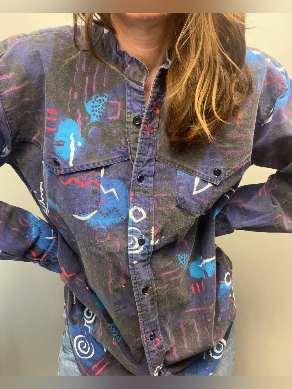 90s Vintage Funky Western Southwestern Button Up Size L